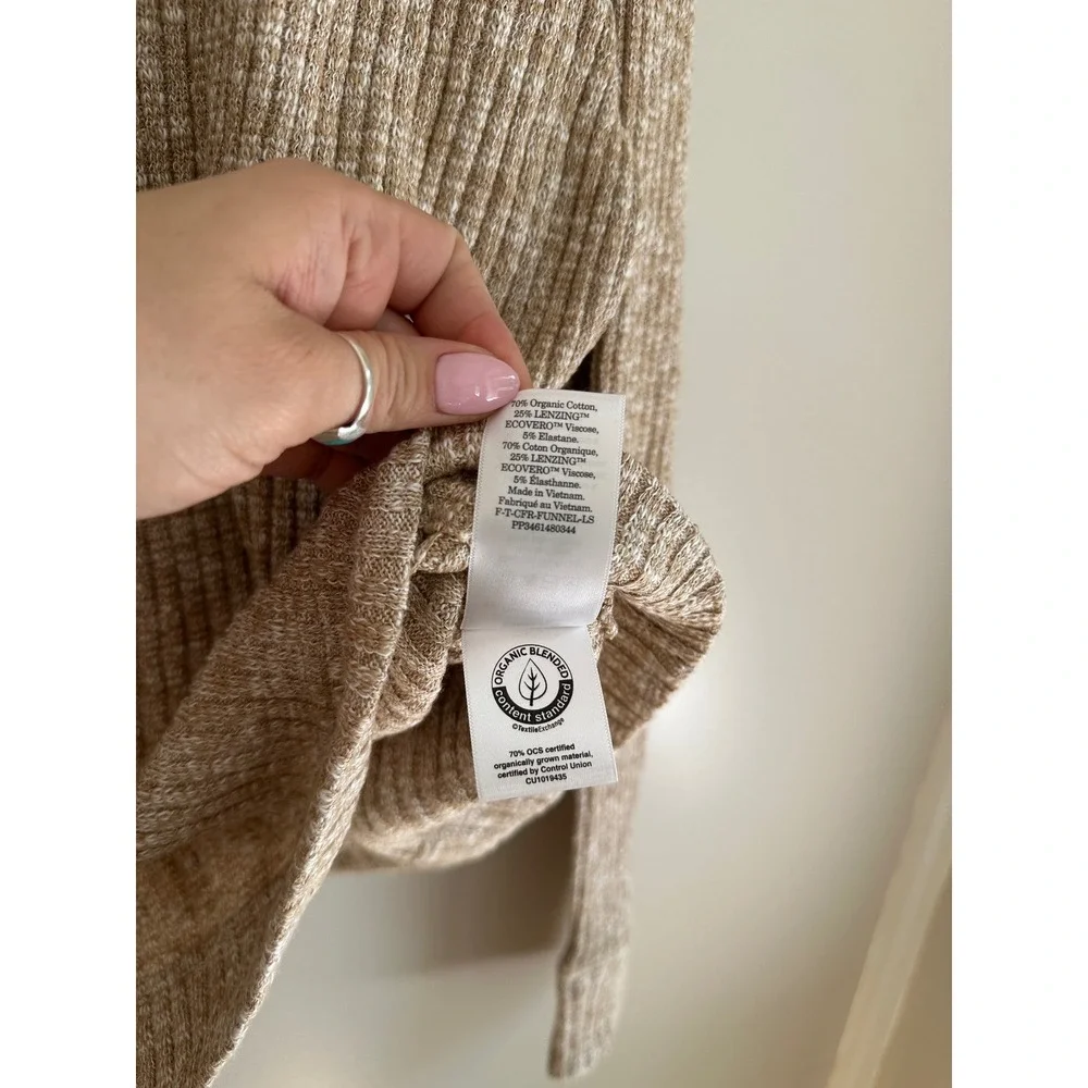Everlane Craft Rib Boxy Funnel Neck Women XS Cornstalk Bone NWT Sustainable Knit